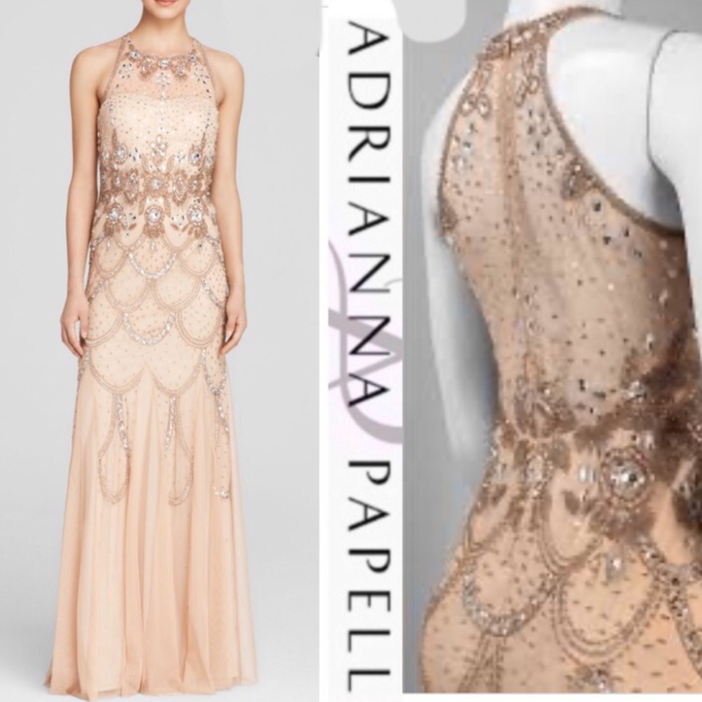 Adrianna Papell petite halter embellished dress - Picture 4 of 7